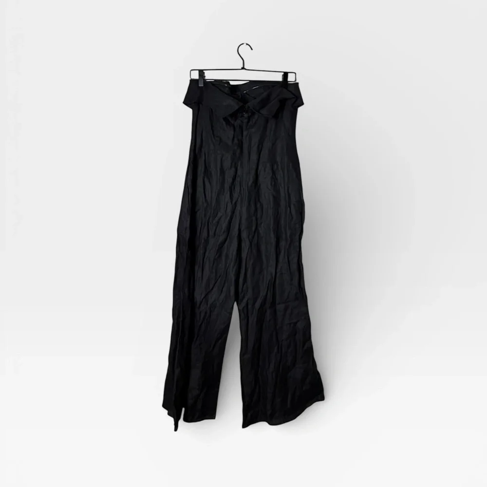 Banana Republic Black Onda Linen Jumpsuit Size 8 Petite NWT (Note Condition) (L)